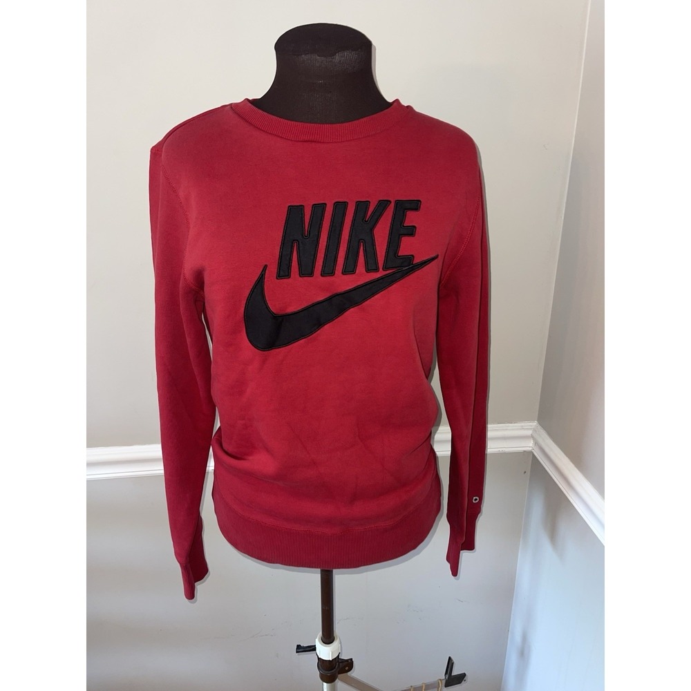 Nike Vintage Streetwear Red Swoosh Mens Sweatshirt XS Red‎ Embroidered